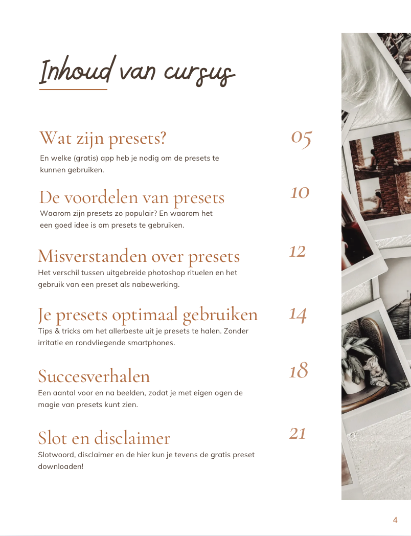 Preset cursus - Gebruik presets als een baas! (e-book)
